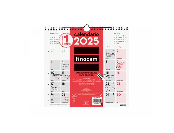 CALENDARIO DE PARED ESPIRAL 236X430 MM FINOCAM PARA ESCRIBIR