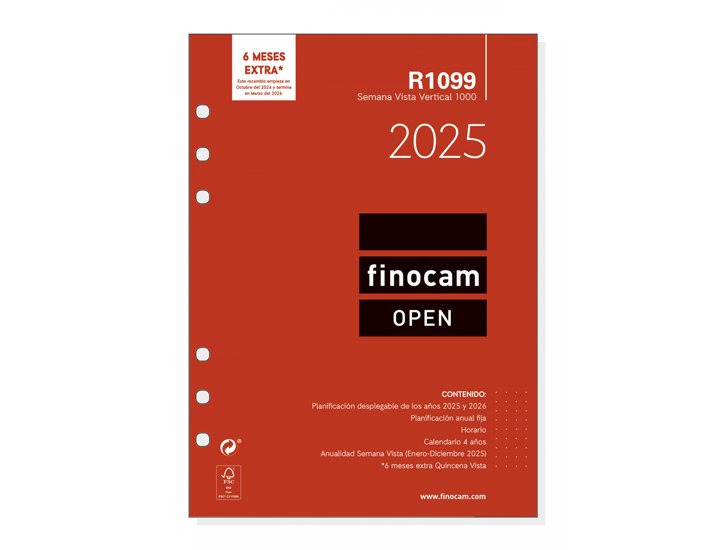 RECAMBIO AGENDA FINOCAM OPEN 1000 AO SEMANA/VISTA VERTICAL