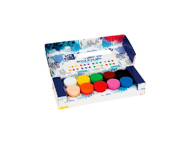 CAJA PINTURA TEMPERA OXFORD BOTE 20 ML 10 COLORES SURTIDOS