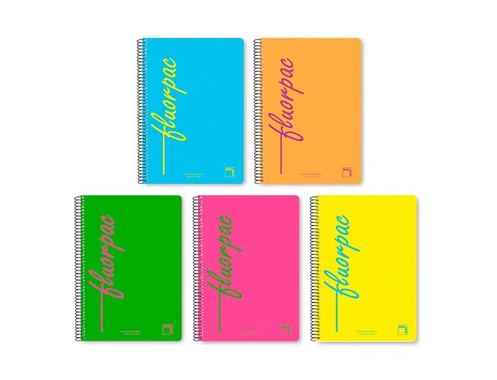 BLOC ESPIRAL TAPA POLIPROPILENO 80 HOJAS 90 Gramos FOLIO CUADRICULA 4X4 MM COLORES SURTIDOS FLUOR