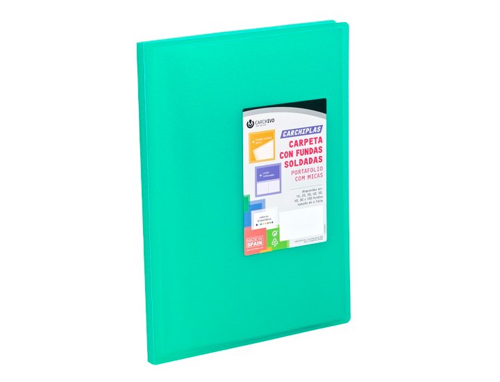 CARPETA FUNDAS DINA4 20 FUNDAS ENCUADERNADO CARCHIDEA VERDE LIMA