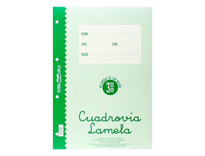 RECAMBIO LAMELA FOLIO 100 Hojas 70 Gramos CUADRO 3,00 MM