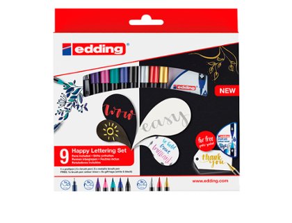 ROTULADOR EDDING 1340 PUNTA PINCEL METALIC PACK 9 COLORES HAPPY LETTERING SET