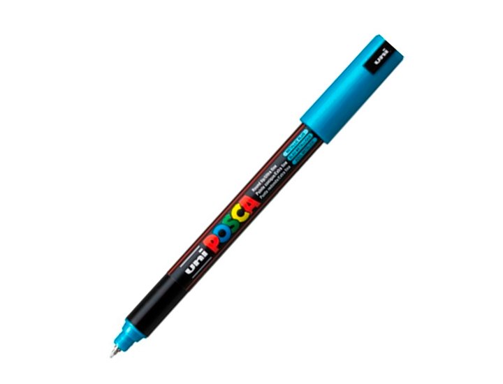 ROTULADOR UNI BALL POSCA FINO 0.7 MM AZUL METALICO