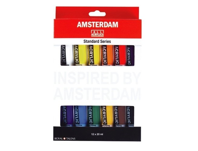ACRILICO AMSTERDAM 020cc SET 12 TUBOS SURTIDOS
