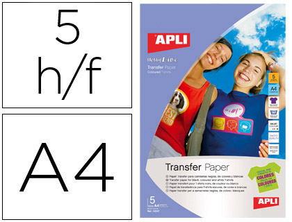 PAPEL INKJET APLI TRANSFER CAMISETA/TEJIDO OSCUROS/COLOR Paquete