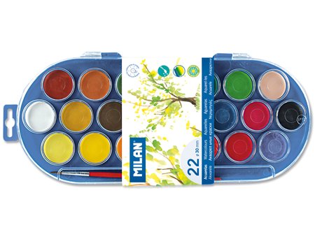 ACUARELA CAJA PLASTICO 22 PASTILLAS+PINCEL