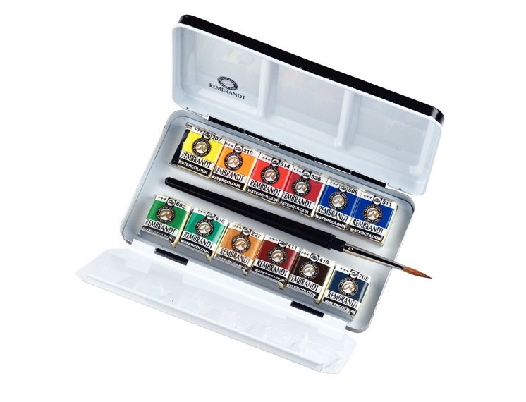 ACUARELA CAJA REMBRANDT METALICA 12 PASTILLAS