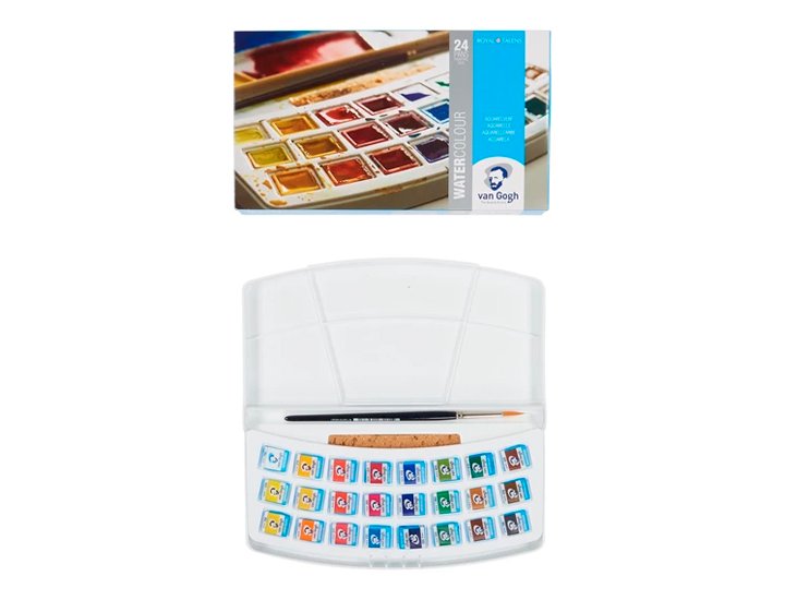 ACUARELA CAJA VAN GOGH PLASTICO 24 MEDIAS PASTILLAS