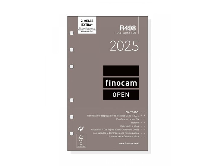 RECAMBIO AGENDA FINOCAM OPEN 400 AO 1DIA/PAGINA