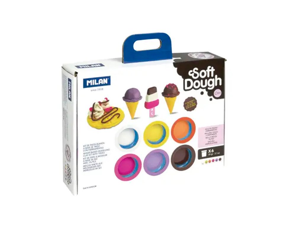 CAJITA MODELAR MILAN SOFT DOUGH PACK 6 Colores ICE CREAMS AND...