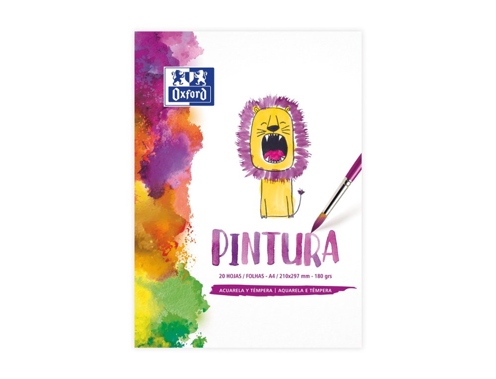 BLOC DE DIBUJO ACUARELA Y TEMPERA OXFORD KIDS DINA4 20 Hojas 180 Gramos