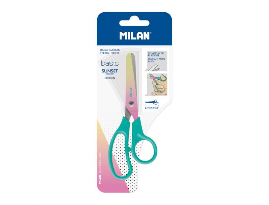 TIJERAS ESCOLAR MILAN 13 CMS SUNSET TURQUESA