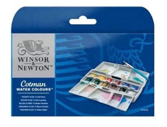 ACUARELA CAJA Winsor  and  Newton COTMAN 12 PASTILLAS BOLSILLO PLUS
