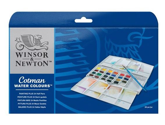 ACUARELA CAJA Winsor  and  Newton 24 SEMI GODET PINTOR PLUS