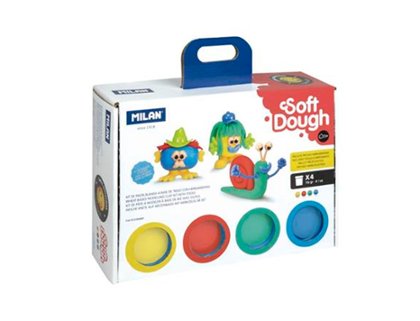 CAJITA MODELAR MILAN SOFT DOUGH PACK 4 Colores HAPPY FACES