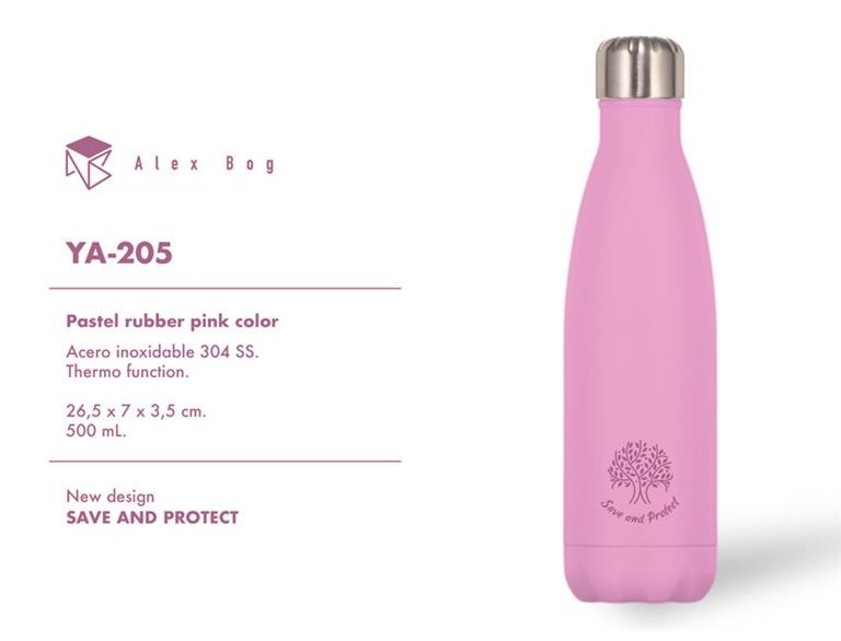 BOTELLA ACERO INOXIDABLE 500ML PASTEL RUBB ROSA