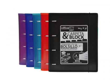 CARPEBLOCK 4 ANILLAS DINA4 150 Hojas 90 Gramos +5 SEPARADORES OFFICE BOX SUPRA 360  COLORES SURTIDOS