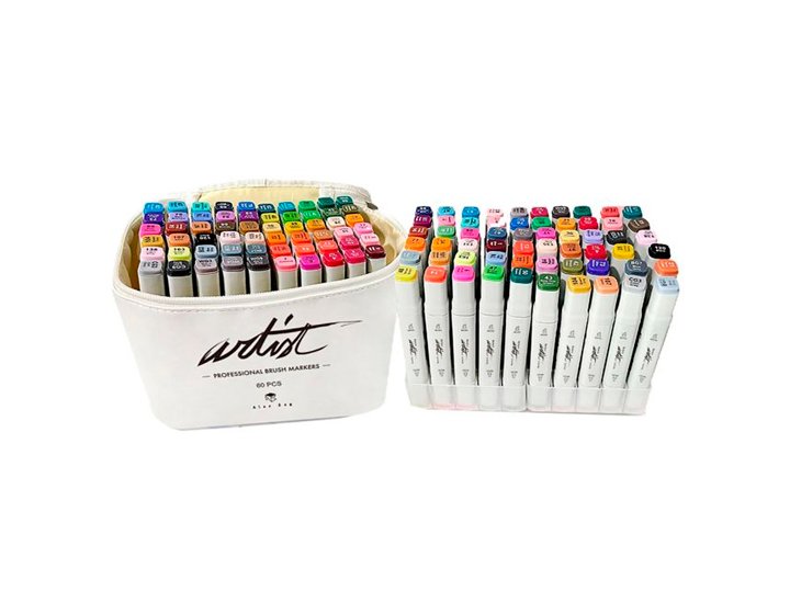 ROTULADOR BRUSH MARKER LUXURY CANVAS ARTIST BLANCO ESTUCHE 60 Piezas
