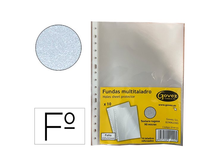 FUNDA MULTITALADRO PIEL DE NARANJA 90 Micras Paquete 10 Fundas FOLIO GOVEZ