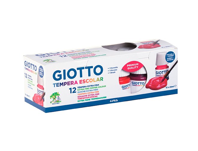 TEMPERA GIOTTO 25 ML ESTUCHE DE 12 BOTES +PINCEL INCLUIDO
