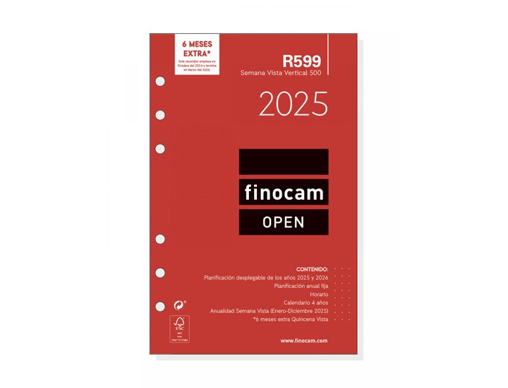RECAMBIO AGENDA FINOCAM OPEN 500 AO SEMANA/VISTA VERTICAL