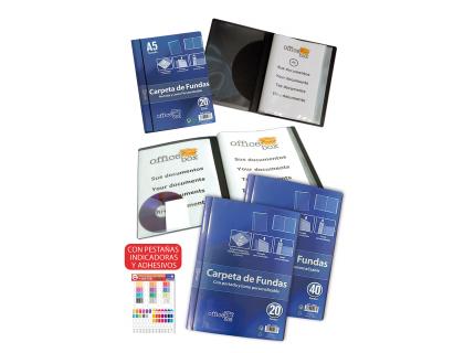 CARPETA FUNDAS DINA4 PERSONALIZABLE EN LA PORTADA Y EL LOMO OFFICE BOX NEGRA CON 40 FUNDAS