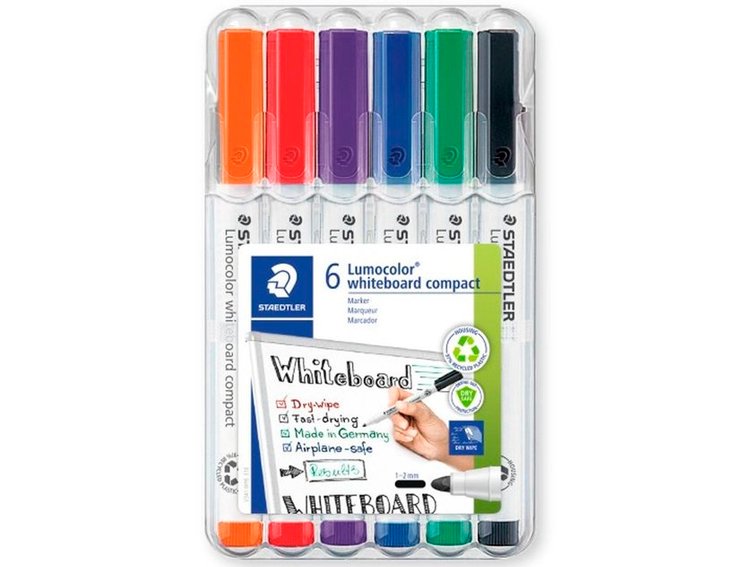 ROTULADOR PIZARRA STAEDTLER 341 COMPACT PACK 6 COLORES SURTIDOS