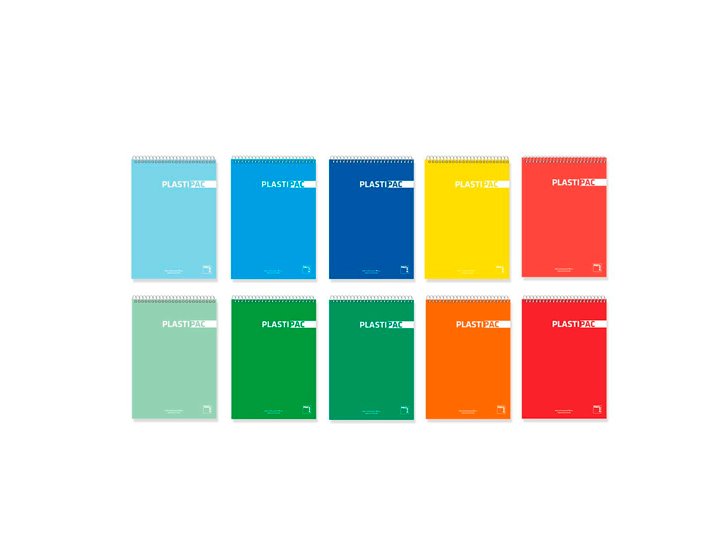 BLOC ESPIRAL PLASTIPAC DINA7 80 Hojas 90 Gramos CUADRO 5X5 MM TAPA POLIPROPILENO COLORES SURTIDOS PACSA