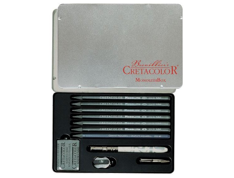 LAPIZ CRETACOLOR CAJA METAL GRAFITO PURO+ALARGADOR 11 PIEZAS