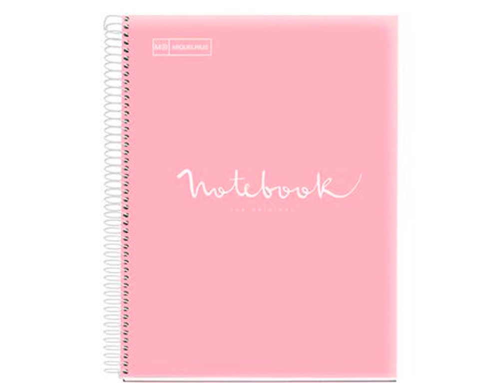 BLOC ESPIRAL NOTEBOOK EMOTIONS DINA4 160 Hojas 90 Gramos CUADRO 5 mm TAPA POLIPROPILENO Miquel Rius ROSA