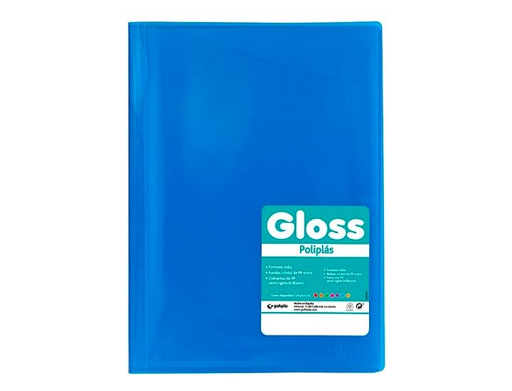 CARPETA FUNDAS DINA4 20 FUNDAS ENCUADERNADO GRAFOPLAST GLOSS AZUL
