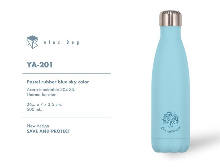 BOTELLA ACERO INOXIDABLE 500ML PASTEL RUBB AZUL