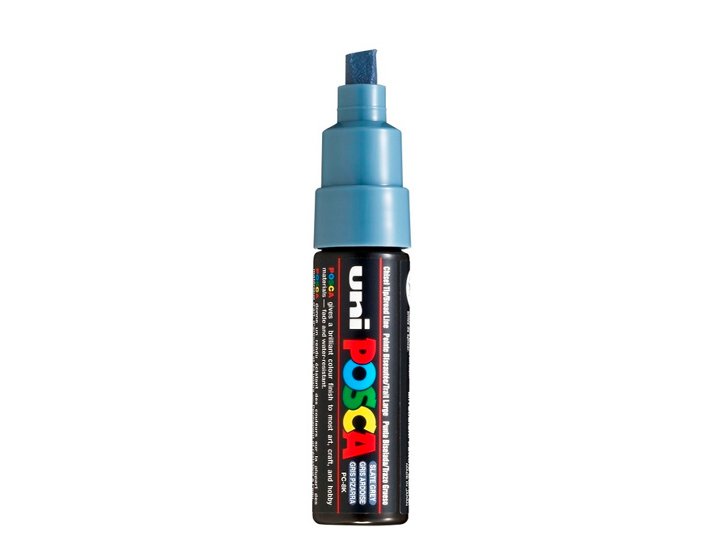 ROTULADOR UNI BALL POSCA GRUESO BISELADA 8MM GRIS PIZARRA