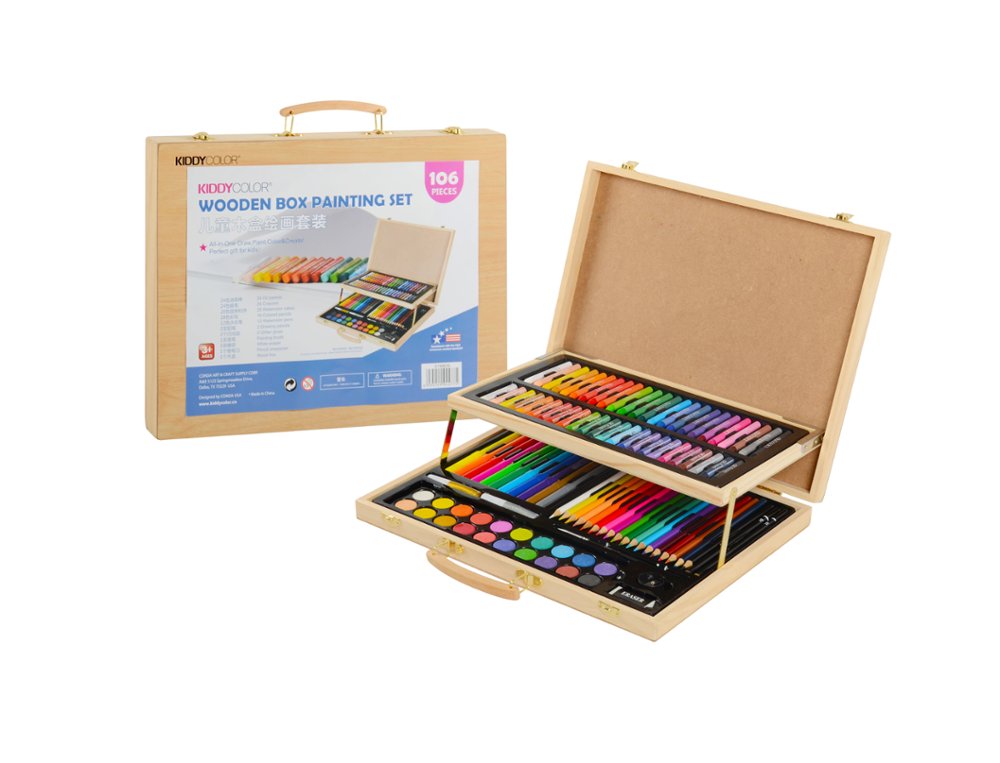 CAJA MADERA 2 PISOS JUNIOR ART STUDIO 106 PIEZAS