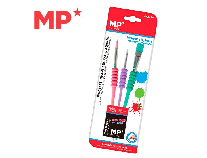 PINCEL MP FACIL AGARRE COLORES PASTEL PACK 3 Unidades