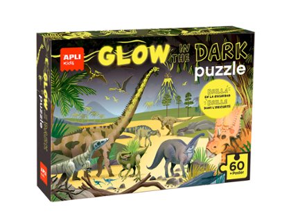JUEGO EDUCATIVO APLI PUZLE 104 PIEZAS FLUORESCENTE GLOW IN THE DARK DINOS