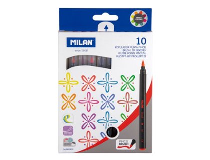 ROTULADOR MILAN PACK 10 COLORES PUNTA PINCEL