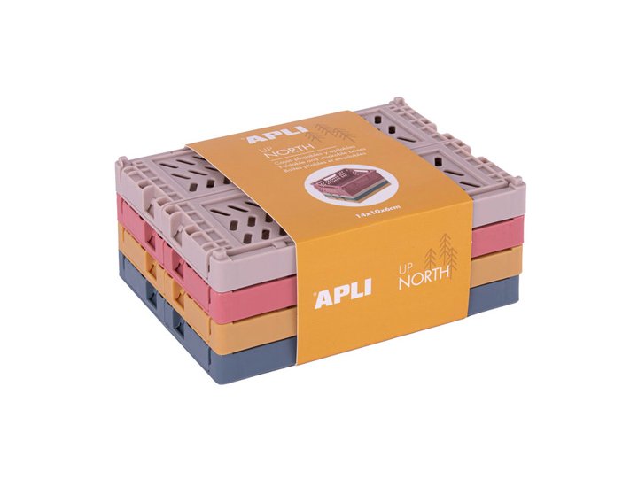 CAJA ALMACENAJE NORTH PLEGABLE 14X10X6 PACK 4 UNIDADES Colores Surtidos