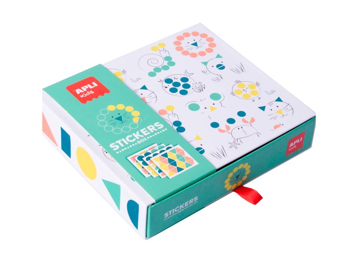 JUEGO EDUCATIVO APLI CAJA PEGATINAS GEOMETRICOS ANIMALES