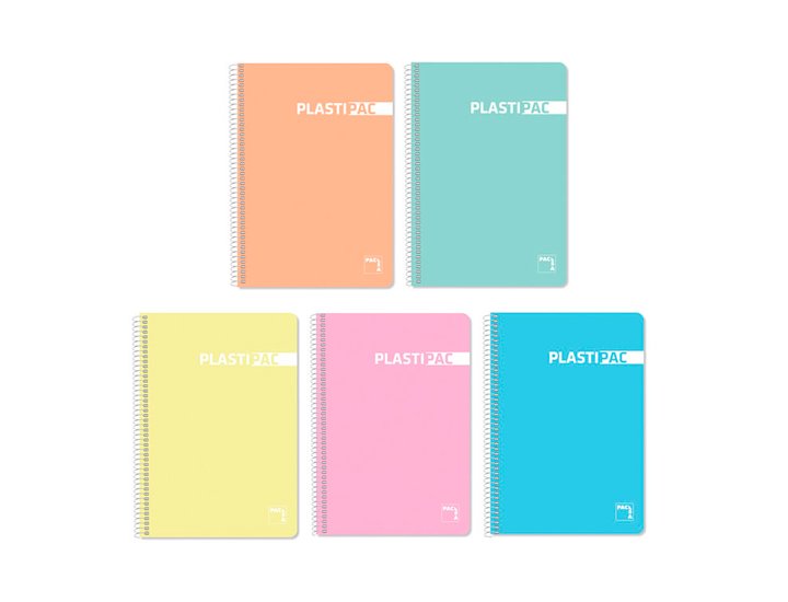 BLOC ESPIRAL TAPA POLIPROPILENO 80 HOJAS 90 Gramos FOLIO CUADRICULA 4X4 MM COLORES SURTIDOS PASTELES