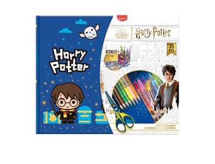 SET MULTIPRODUCTO 35 PIEZAS LAPICES-ROTULADORES-TIJERA-PORTALAPICES HARRY POTTER