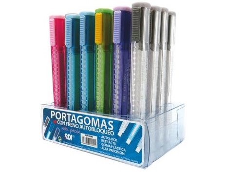 BORRADOR PORTAGOMAS SDI FRENO AUTOBLOQUEO OFFICE BOX COLORES SURTIDOS