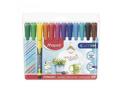 ROTULADOR MAPED CUSTOM PERMANENTE FINO PACK 12 COLORES