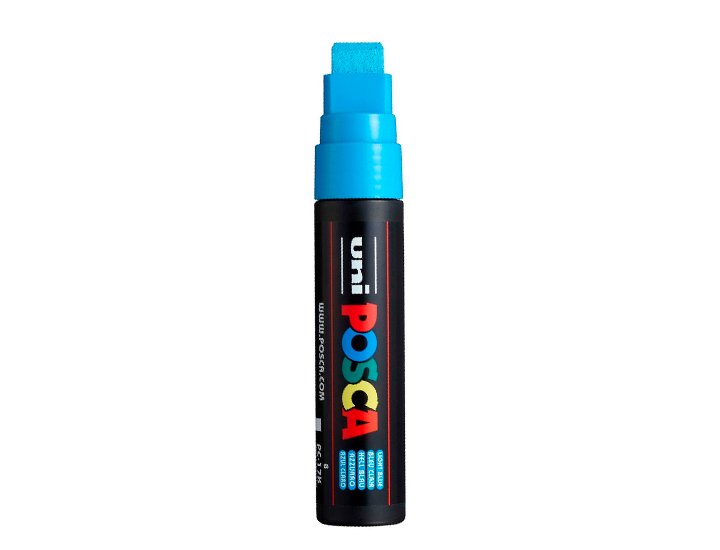 ROTULADOR UNI BALL POSCA GRUESO BISELADA 15MM AZUL CLA