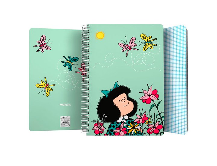 BLOC ESPIRAL  FOLIO 80 Hojas CUADRO 4MM MAFALDA PRIMAVERA