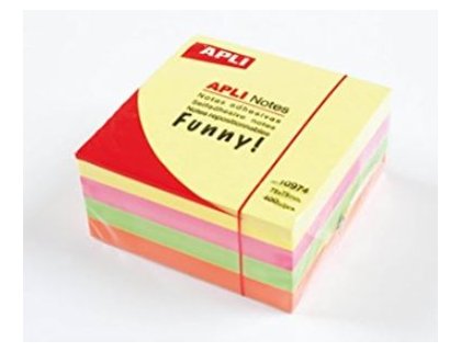 BLOC DE NOTAS ADHESIVAS 075X075 MM CUBO 400 HOJAS APLI FUNNY COLORES FLUOR