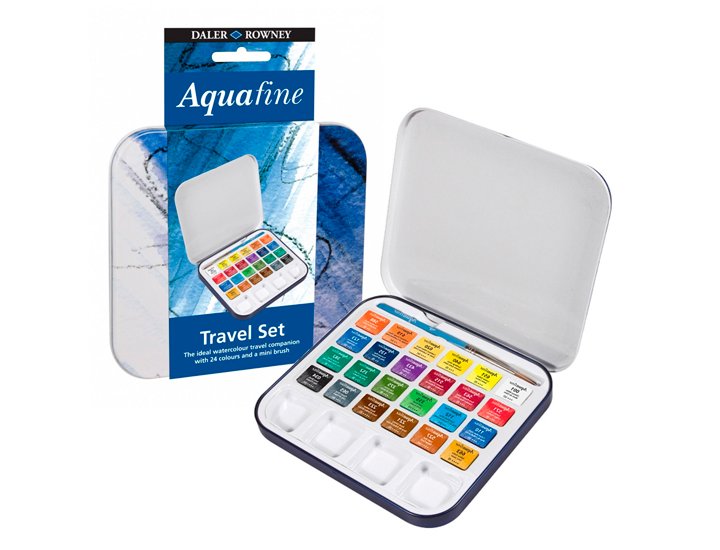 ACUARELA CAJA DALER ROWNEY POCKET PLASTICO 24 MEDIAS PASTILLAS AQUAFINE