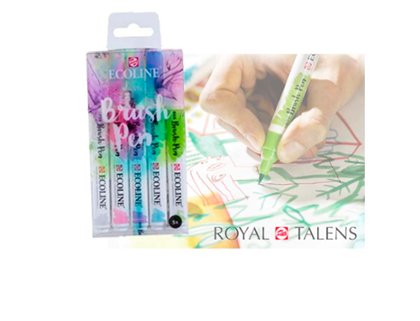 ESTUCHE BRUSH PEN ECOLINE ACUARELA TALENS BRUS PEN PACK 05 COLORES PASTELES