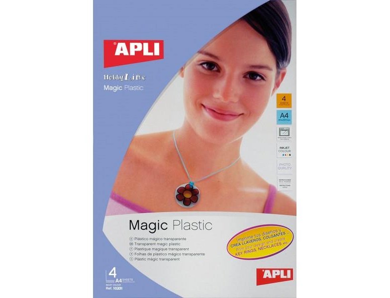 PAPEL INKJET APLI PLASTICO MAGICO PACK 4 HOJAS DINA4 CALIDAD FOTO